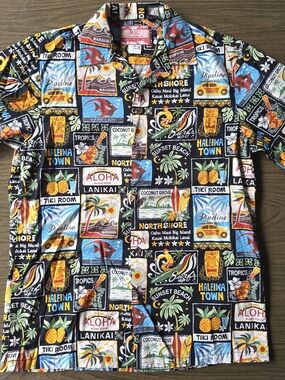 RJC Vintage Aloha Hawaii Short-Sleeve Men's Button Shirt SMALL Vacation Travel